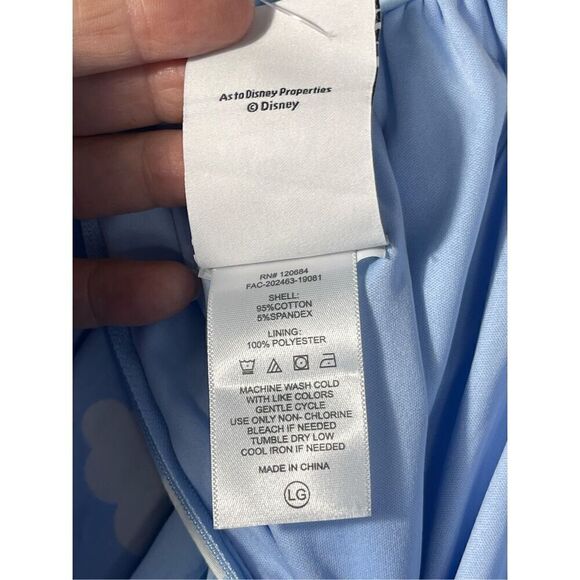 Disney Blue White Mickey Up Balloon Cloud Castle High Waisted Swing Skirt Large - Picture 11 of 11